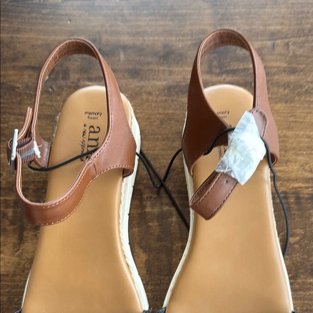 New a.n.a Women's Black and Brown Ankle Strap Sandals Size 11 - Picture 3 of 7